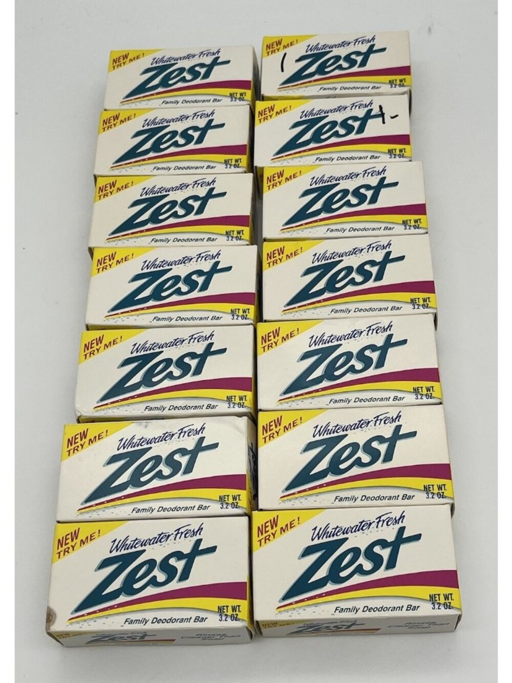 Vintage 1992 Zest Whitewater Fresh Family Deodorant Soap Net Wt 3.2 oz Lot of 14